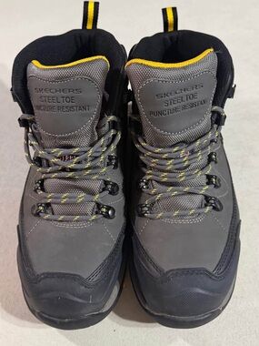 Skechers Men's Gray and Yellow Steel-Toe Work Boots